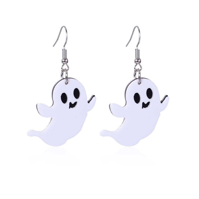 Wholesale Halloween Series Skull Frame Ghost Pumpkin Spider Bat Zinc Alloy Earrings JDC-ES-BinL007