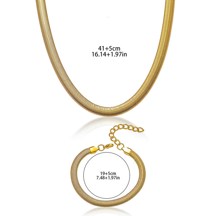 Wholesale  Titanium steel necklace women's  flat snake bone chain necklace simple bracelet suit clavicle chain jewelry