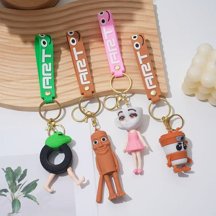 Wholesale Cute PVC cartoon hot-selling shark and stick figure keychains