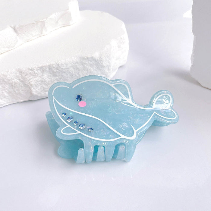 Wholesale Diamond studded claw clip, cute girl, dolphin shell, medium shark clip, back of the head, half tied hair headpiece, hair accessory