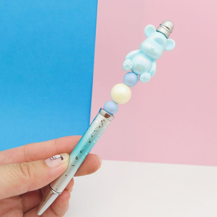 Wholesale Plastic Cartoon DIY Bead Pen Cute Bear Decompression Tube Bead Pen JDC-PN-GanCai004