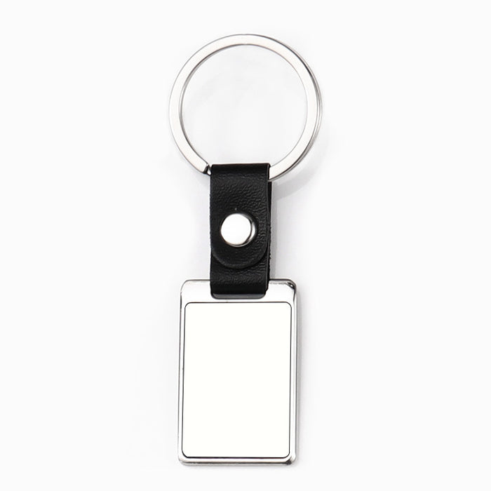 Wholesale Blank aluminum heat transfer photo keychain pendant leather color printing