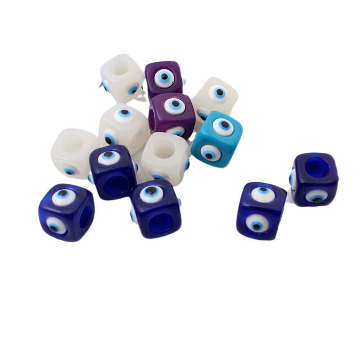 Wholesale Resin macroporous square bead jewelry accessories, loose beads, blue eye jewelry, devil's eye DIY