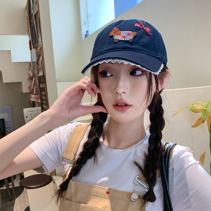 Wholesale Sunscreen hat, cute puppy duckbill hat, baseball cap