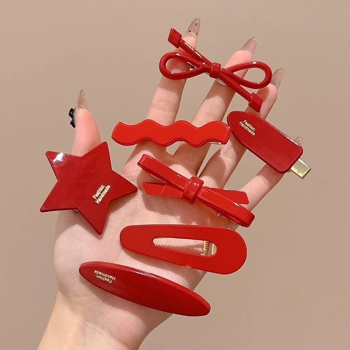 Wholesale  Red Hairpin Women's Traceless One-word Duckbill Clip Front Fringe Clip Side Broken Hair Hairpin Headwear