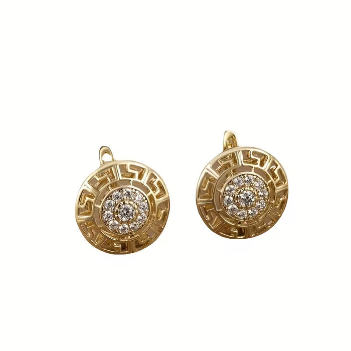 Wholesale Round zircon earrings with sunflower pattern