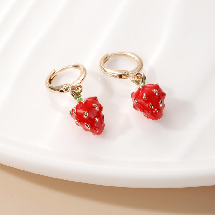 Wholesale Cartoon Strawberry Earrings Girl's  Earrings Cute Earrings
