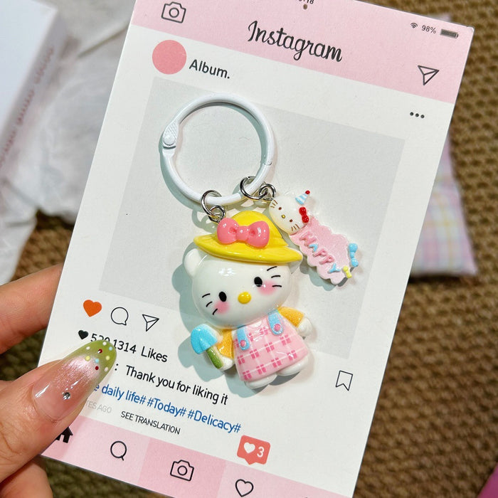 Wholesale Big Cartoon Cat Resin Keychain Cute Backpack Charm Gift MOQ≥2