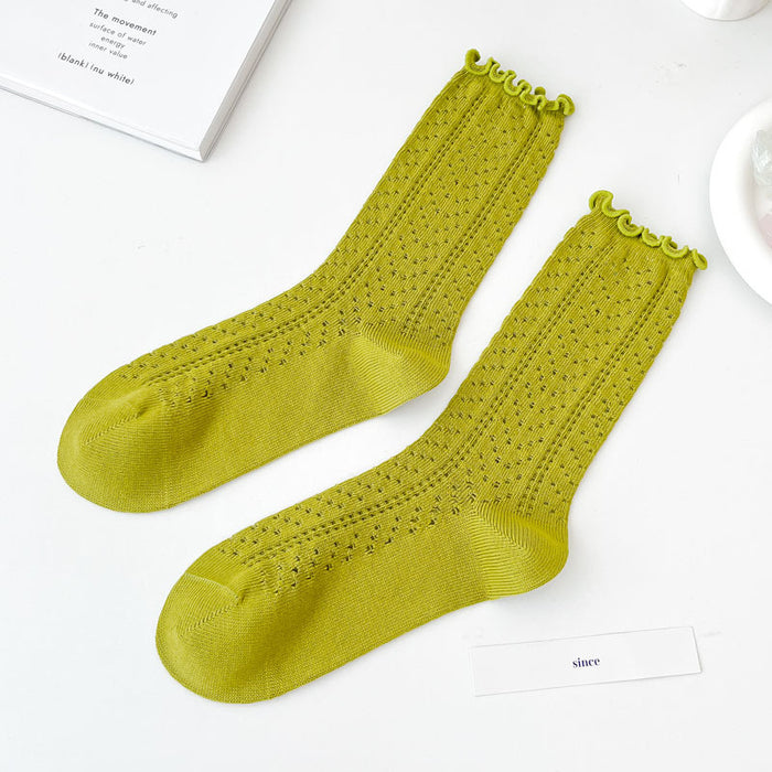 Wholesale Socks, thin cut, hollowed out, stacked socks, middle tube