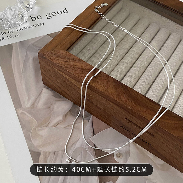 Wholesale Double layered pearl necklace for women, niche, light luxury, fashionable, collarbone chain, temperament, simple necklace