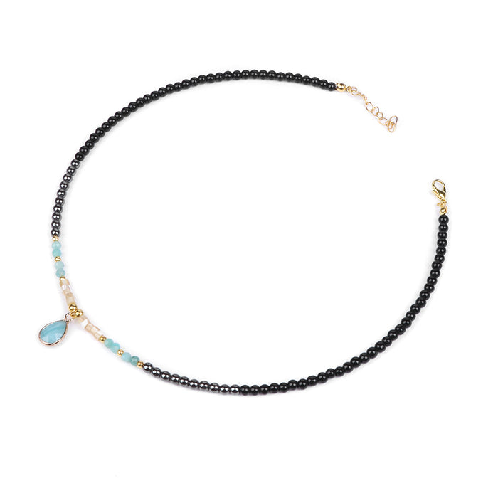 Wholesale Stone bead pendant necklace 8mm black hematite round beads