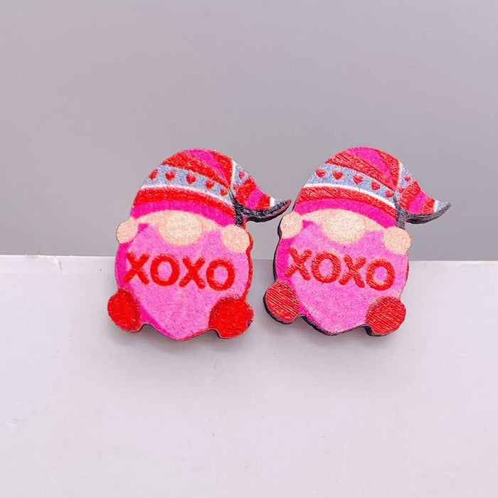 Wholesale Valentine' s Day wooden earrings pink envelope dwarf rose lovely earrings Valentine' s Day jewelry