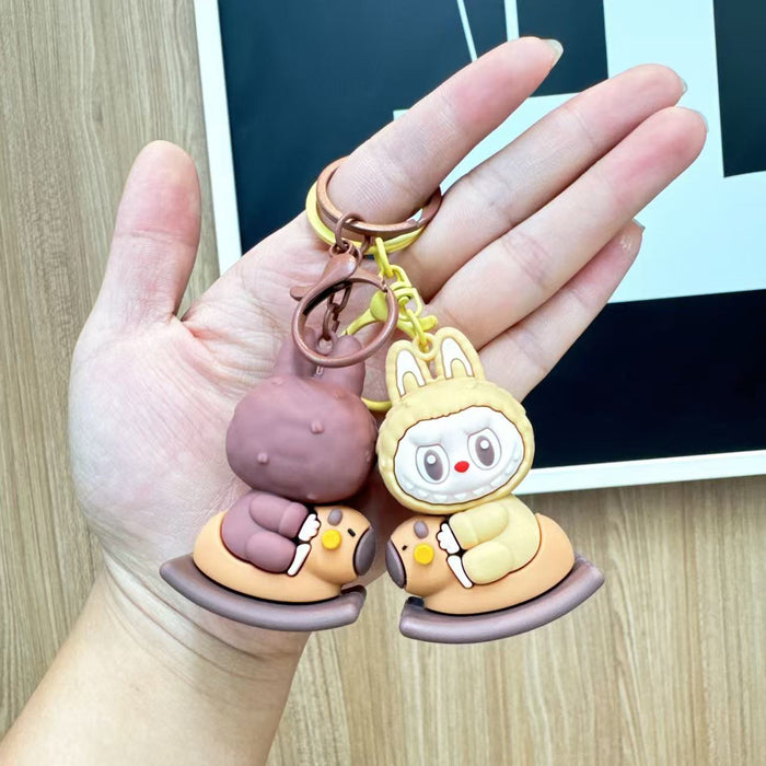 Wholesale  Rocker Horse Rab Cloth Keychain Cute Three-dimensional Doll Student Schoolbag Hanging Simple Car Pendant