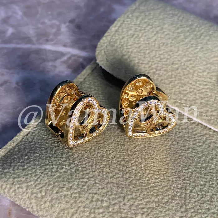 Wholesale Double-sided heart-shaped diamond earrings