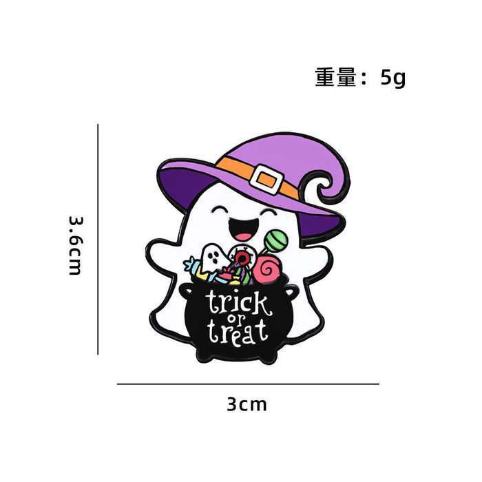 Wholesale  metal badge cute cartoon funny ghost horror pumpkin head brooch pin