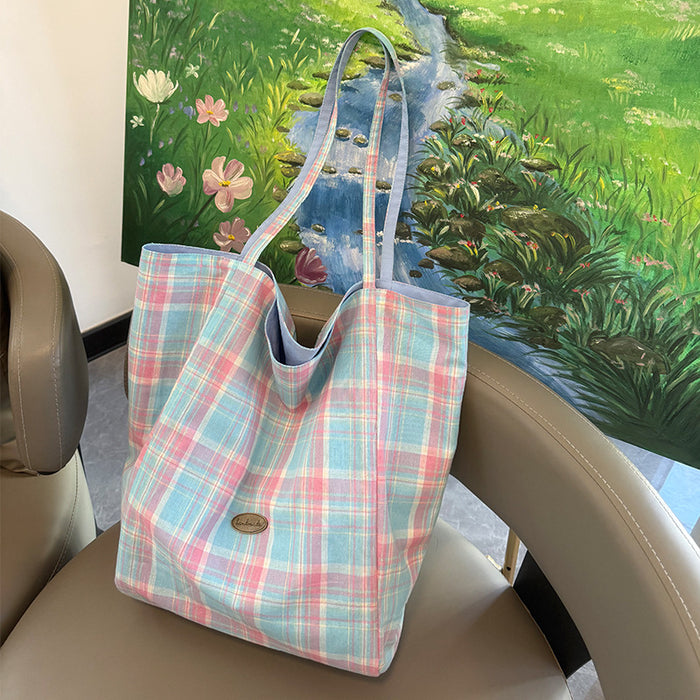 Wholesale New minimalist grid double-sided tote bag commuting shoulder bag