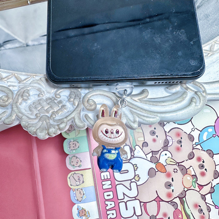 Wholesale Mobile phone dust plug charging port dust cap luminous pull cloth dust plug