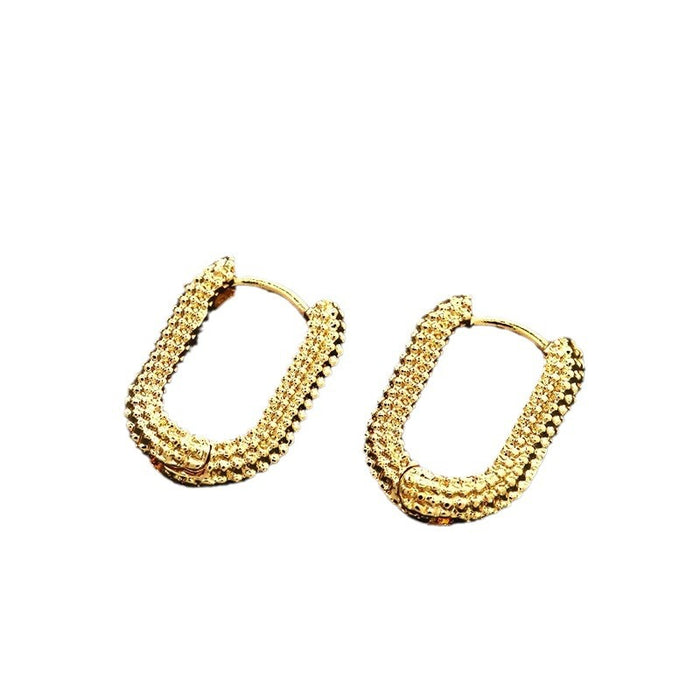 Wholesale Gold colored plain ring earrings, elegant earrings, studs, niche design, high-end ear rings, and earrings