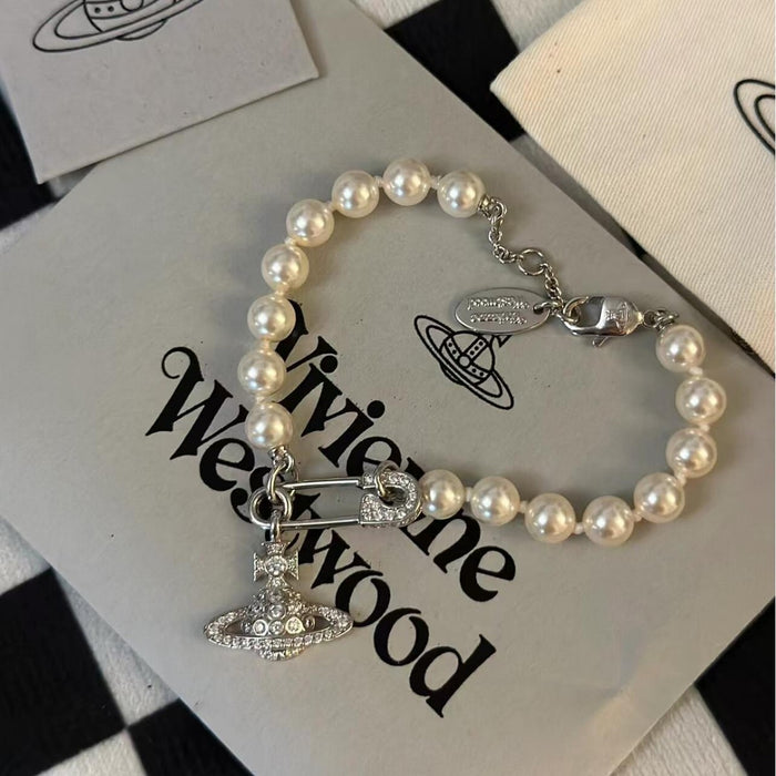 Wholesale  Full Diamond Pin Saturn Pearl Bracelet Women's  Pearl Bracelet