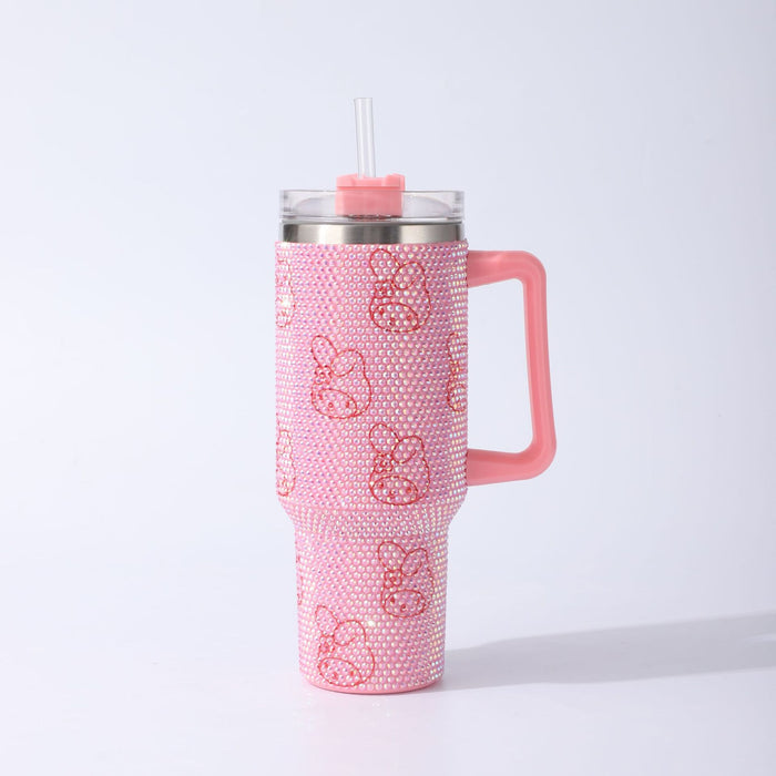 Wholesale Cartoon Rhinestone 40oz Stainless Steel Tumbler with Handle and Straw MOQ≥2