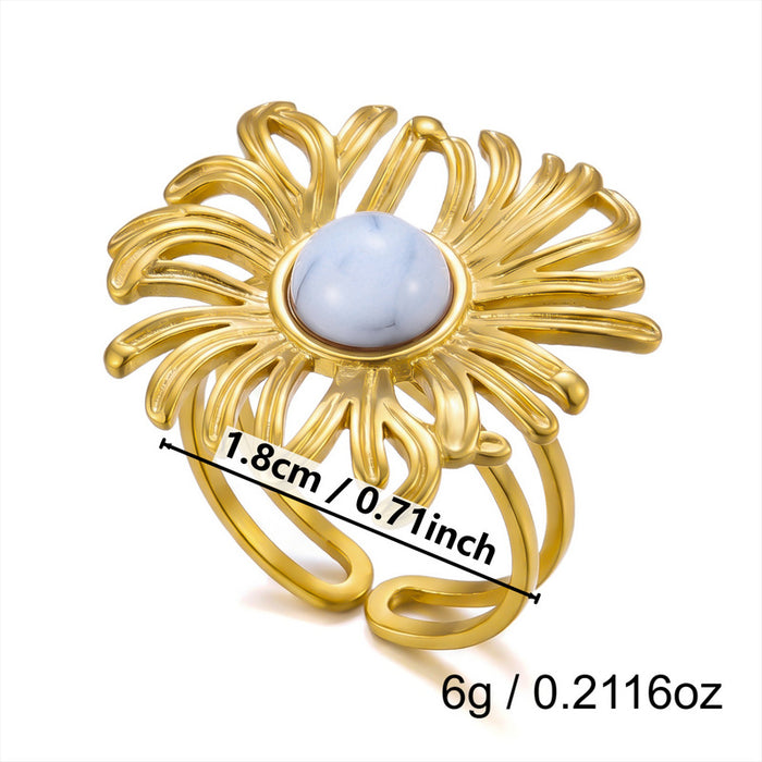 Wholesale Flower Sun Spiral Stainless Steel Open Ring Chic Fashion Jewelry Accessory
