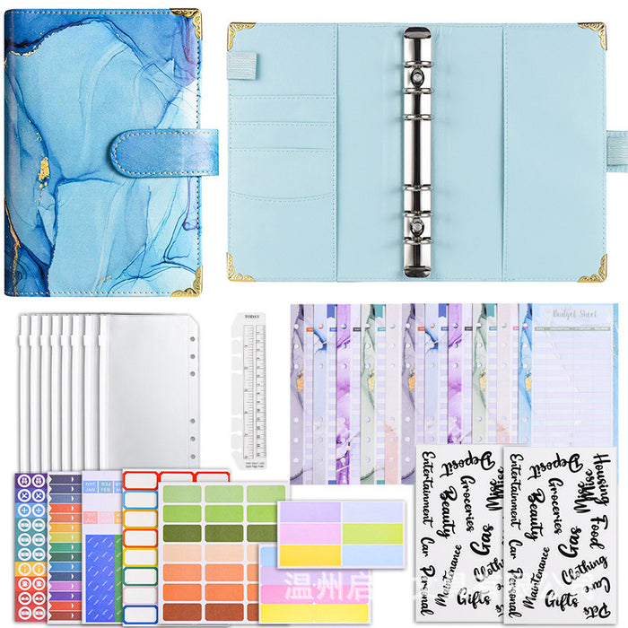 Wholesale Binder Zipper Bag Macaron Notebook Leather Pu Loose-Leaf Cash Budget Notebook