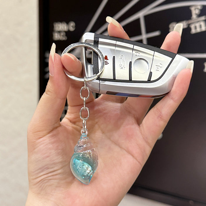 Wholesale Acrylic transparent simulation dreamy night light conch DIY couple keychain earrings bag pendant wholesale