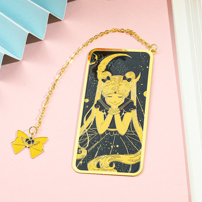 Wholesale Colorful anime pattern hollow metal bookmark