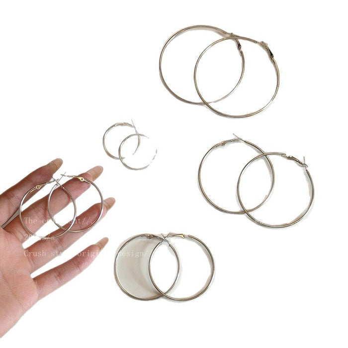 Wholesale Plain Hoop Round Earrings Fashion Temperament Earrings