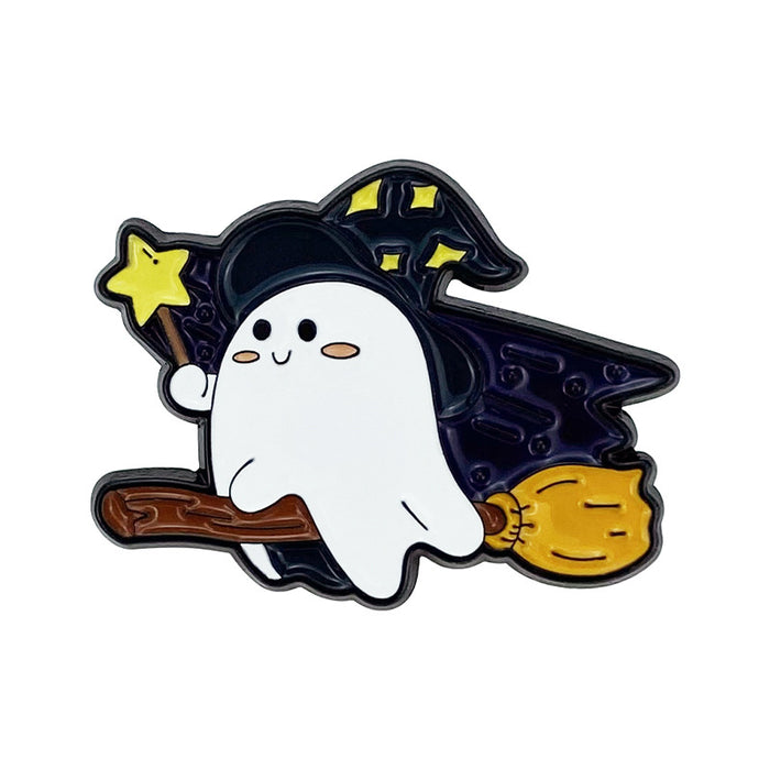 Wholesale Cute Cartoon  Brooch Pin Ghost Pumpkin Wizard Hat Zinc Alloy Baked Paint Party Accessory MOQ≥2