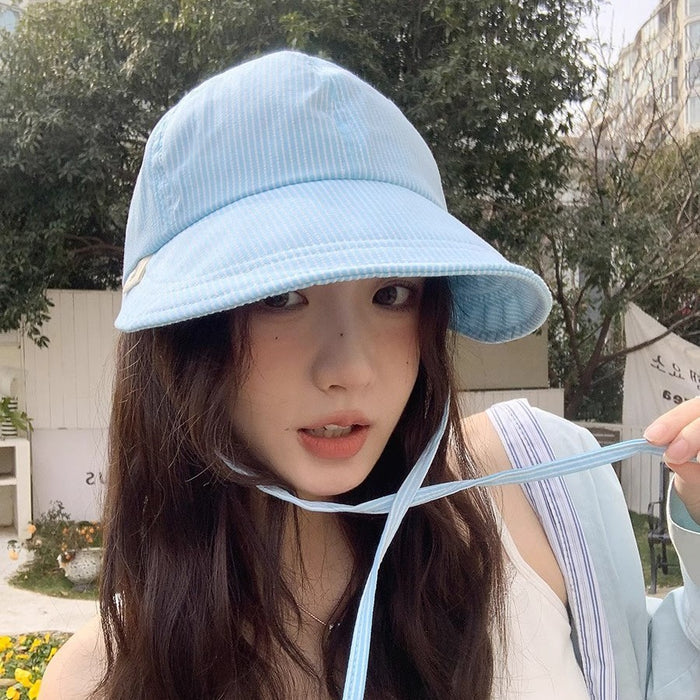 Wholesale Sunshade hat, women's fisherman hat, striped lightweight folding duck tongue hat