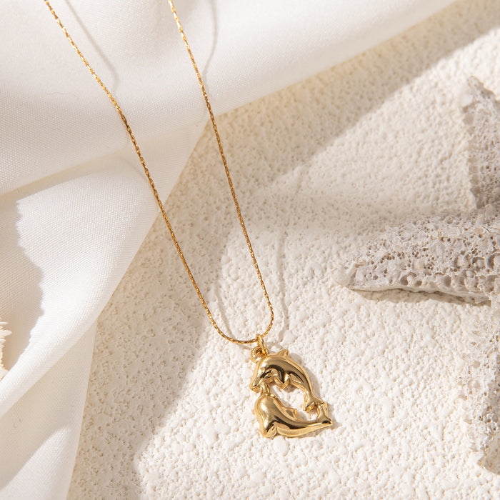 Wholesale Stainless steel beach necklace women's shell pendant starfish fashion collarbone chain heart-shaped butterfly