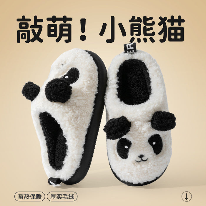 Wholesale Children' s cotton slippers winter boys and girls cartoon home indoor warm thick cotton shoes children' s medium fur slippers