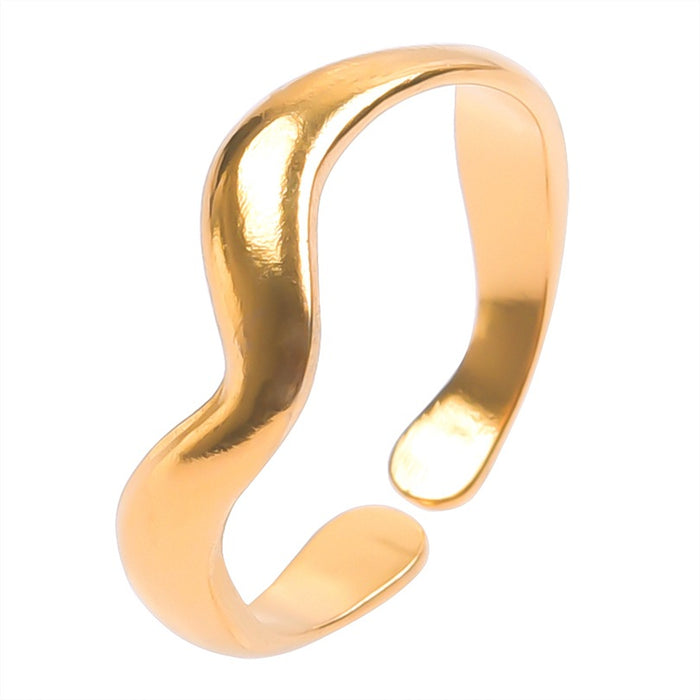 Wholesale Simple irregular ring, light luxury, cool style, adjustable opening, gold steel titanium ring, tail ring