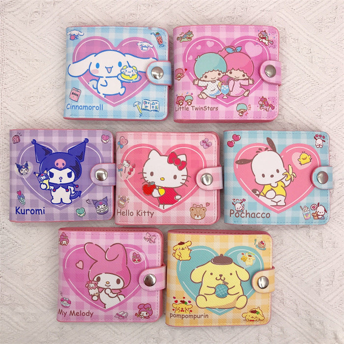 Wholesale PU Cartoon Short Plaid Love Wallet JDC-WT-YaLL011