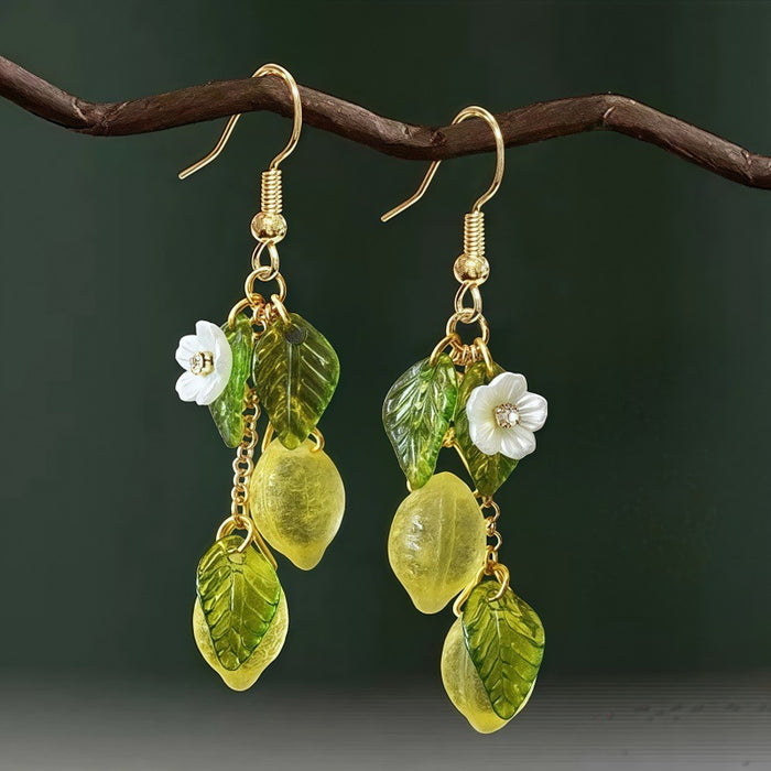 Wholesale Plastic Resin Lemon Earrings Handmade Fruit Jewelry Trendy Summer Fashion Accessory