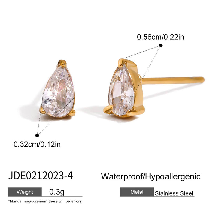 Wholesale Stainless Steel White Diamond Heart Earrings
