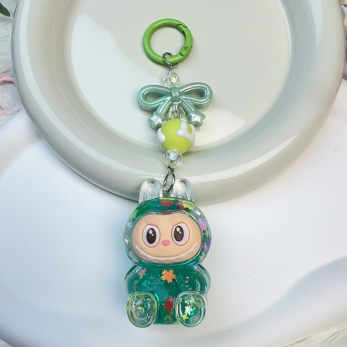 Wholesale Acrylic Cloth Quicksand Keychain Luminous Flash Cute Doll Bag Pendant Gift Keychain