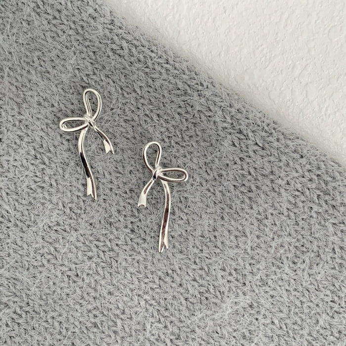 Wholesale Bow Ribbon Ear Needle Women's S925 Silver Needle Earrings Niche Design Earrings