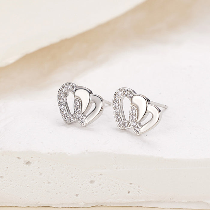 Wholesale Heart To Heart Hollow Micro-Inlaid Zirconia Copper Earrings JDC-ES-YZS002
