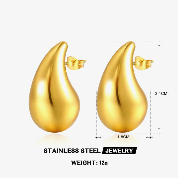 Wholesale Womens Stainless Steel teardrop Gold Plated Earrings