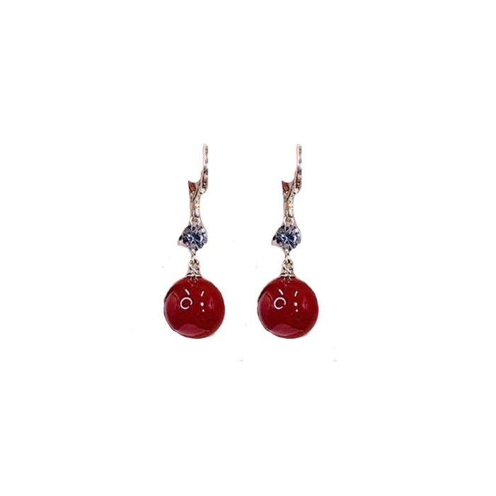 Wholesale Acacia earrings red pearl earrings with sweet temperament