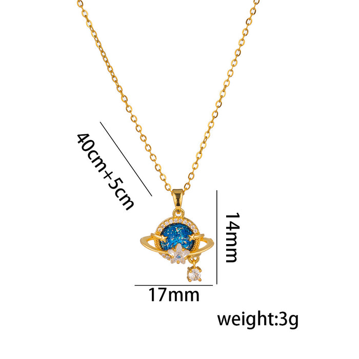 Wholesale Titanium Steel Elegant Full Diamond Necklace for Women JDC-NE-OBK011