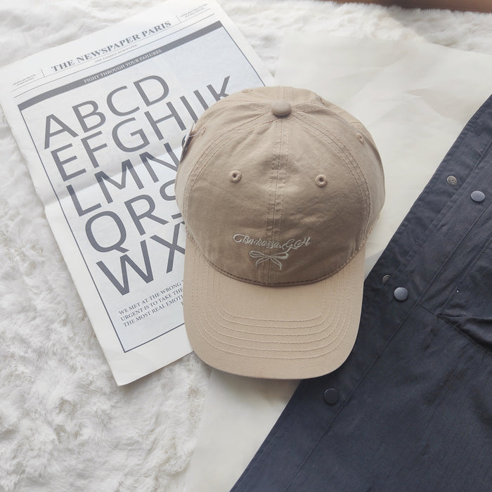 Wholesale New letter bow embroidered baseball cap, sun protection and sunshade cap, duckbill cap