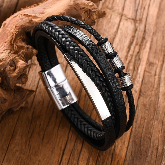 Wholesale Volcanic Stone Multi-layer Leather Men's Bracelet JDC-BT-FengH004