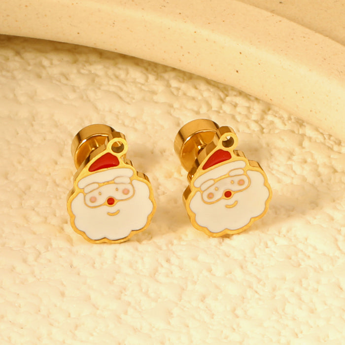 Wholesale Christmas Earrings Snowman  Snowflake Earrings Stainless Steel Jewelry
