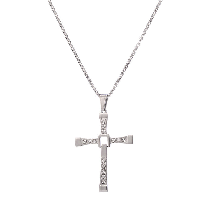 Wholesale 2PCS Cross Pendant Titanium Steel Necklace JDC-NE-ChenYuan008