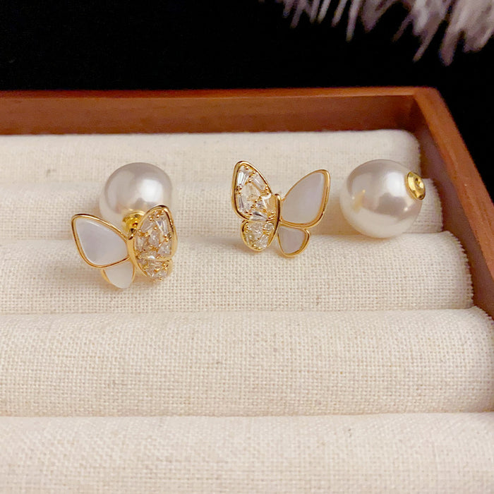 Wholesale Butterfly Mother of Pearl Earrings JDC-ES-HanDu004