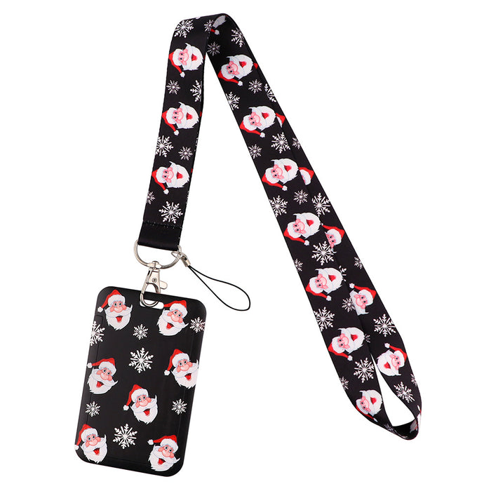 Wholesale 3 pcs  Double-sided printed polyester long rope webbing hard case protective case keychain