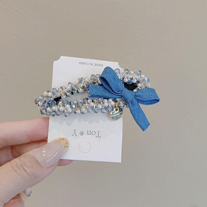Wholesale Bangs Clip Denim Bow Hair Clips for girl